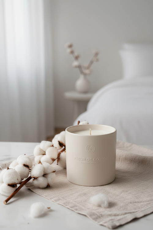 a la vertical : La bougie Fleur de Coton FLAMMIA diffuse une senteur propre, douce et apaisante.
Parfaite pour créer une atmosphère calme et lumineuse dans votre intérieur.

Notes olfactives
• Fleur de coton
• Musc blanc
• Accord poudré

Caractéristiques

Combustion longue durée

Parfum délicat et réconfortant

Design minimaliste

Idéale pour chambre ou salle de bain